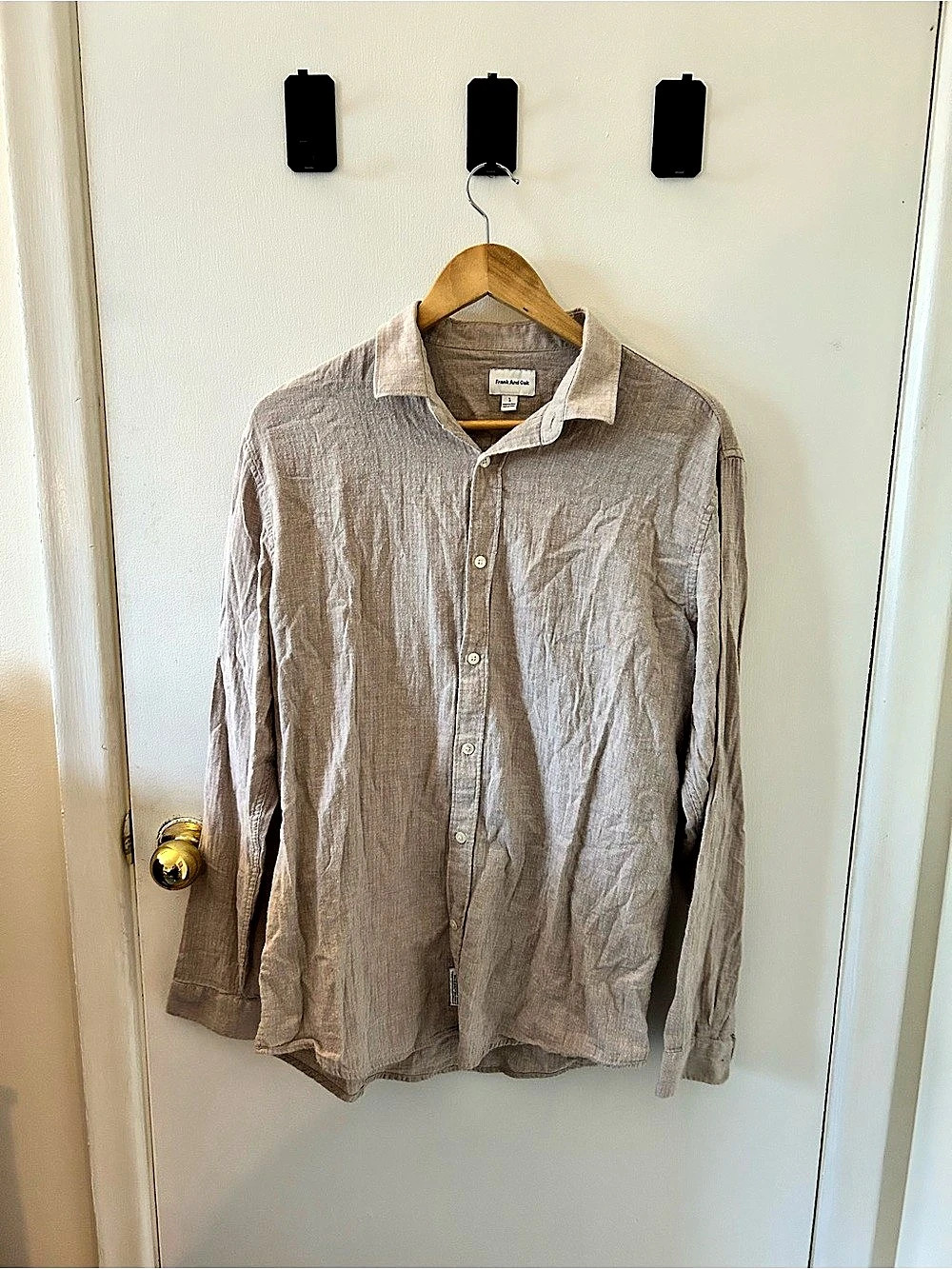 Frank And Oak Cotton Button Down in Brown